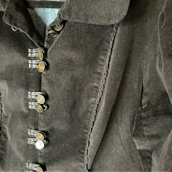 Disney Cinderella Black Victorian Steampunk Velvet Coat Size 1 Lace Up Corset - Picture 4 of 8